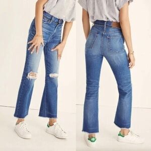 Madewell Blue Distressed Crop Flare Jeans